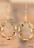Pendientes bohemios, pendientes colgantes, labradorita con aro dorado